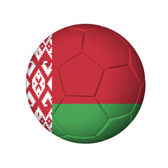 Soccer football ball with Belarus flag. Isolated on white.