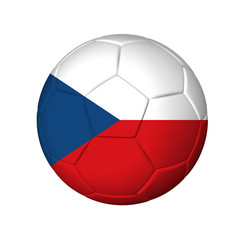 Soccer football ball with Czech Republic flag. Isolated on white