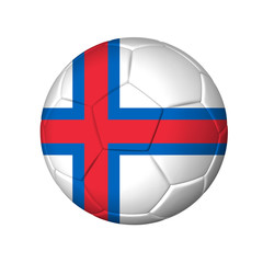 Soccer football ball with Faroe Islands flag. Isolated on white.