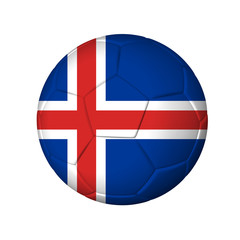 Soccer football ball with Iceland flag. Isolated on white.