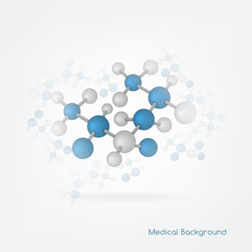 Abstract molecules design. Vector illustration. Atoms. Medical b
