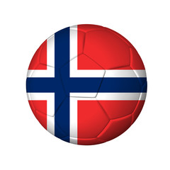 Soccer football ball with Norway flag. Isolated on white.