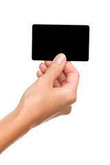 Black card in woman's hand
