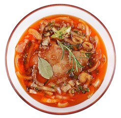 Meat, Pork in marinade on a glass plate