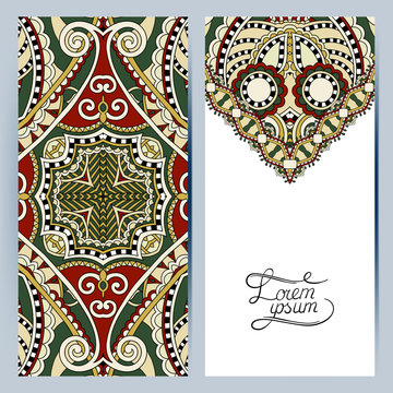 decorative label card for vintage design, ethnic pattern