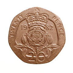 Retro look Twenty pence coin