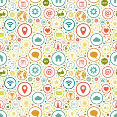 Seamless pattern with icons on various themes