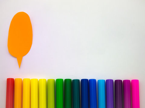 Colorful Balloons and Pens (White Background)