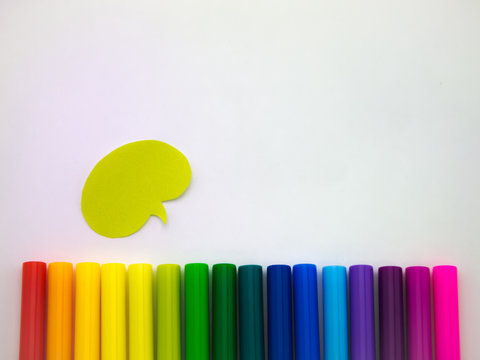Colorful Balloons and Pens (White Background)