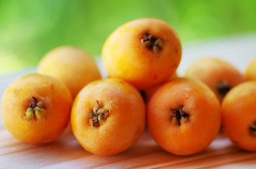 nispero, Japanese medlar fruit, on table
