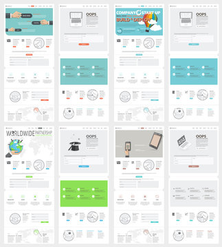 Collection of flat website templates for business company