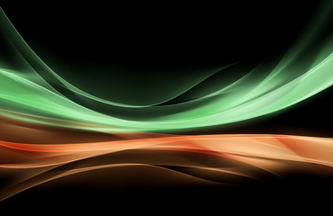 Green Orange Waves Abstract