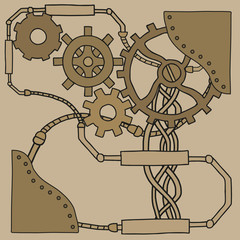 Mechanism background with cogwheels and gears