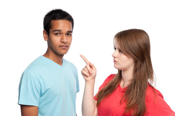 Girl Pointing At Boy.