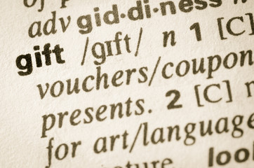 Dictionary definition of word gift