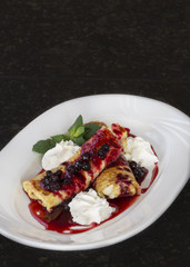 fresh sweet pancake with cherries