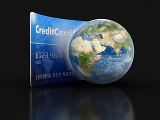 Credit Card and Globe (clipping path included)