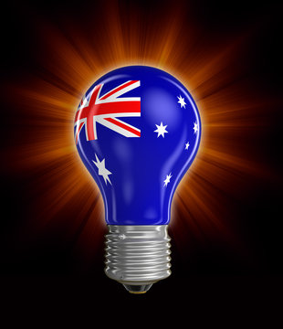 Light bulb with Australian flag (clipping path included)