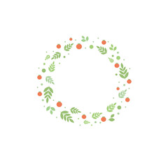 Frame with leaves and tomatoes. Vector template for design