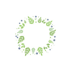 Frame with leaves and berries. Vector template for design