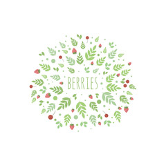 Frame with leaves and berries. Vector template for design