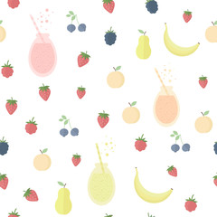Seamless background with juice and fruits