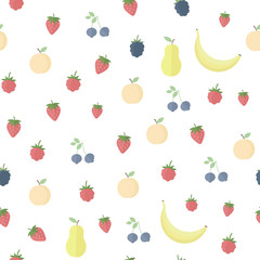Seamless background with fruits and berries