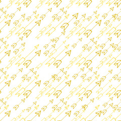 Hand-drawn yellow arrows on white background. Seamless