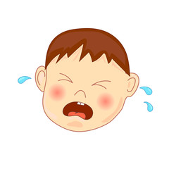 Crying baby, vector illustration, isolated on white.