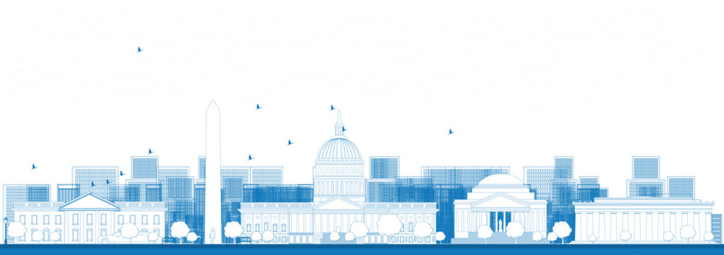 Outline Washington DC city skyline.