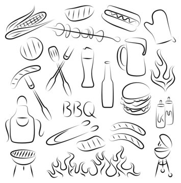 Set Of Abstract BBQ Items