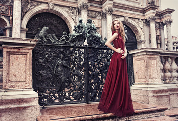 Woman in red dress - San Marco Square, Venice, Italy