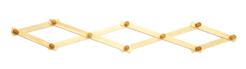 Wooden foldable diamond-shaped hanger on white,isolated