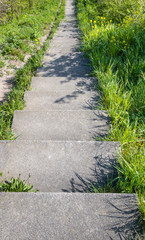 Obraz premium Concrete stairs down on a sunny day