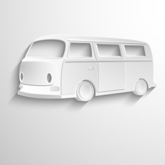 Van icon, isolated, white on the light background. Exclusive