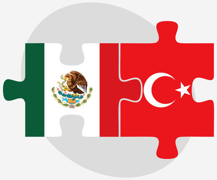 Mexico and Turkey Flags in puzzle