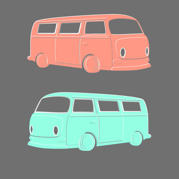 Vector illustration of a retro travel van
