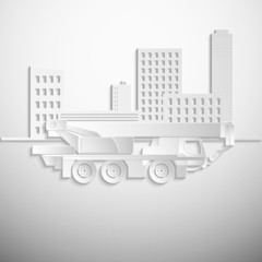 Vector illustration of a white hydraulic crawler crane