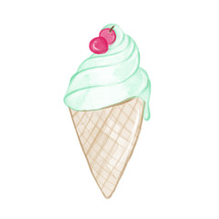 Hand drawn illustration - Ice cream cone