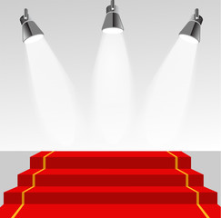 Illuminated pedestal with red carpet