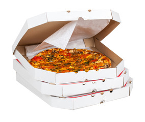 hot pizza in open box