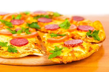 hot pizza with salami