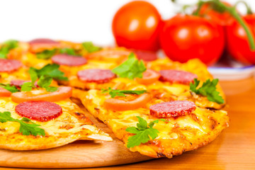 hot pizza with salami