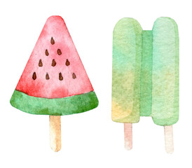 Ice cream watercolor illustration