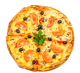 hot fresh a pizza with tomatoes