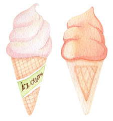 Ice cream watercolor illustration