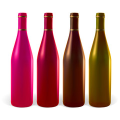 Multi-colored wine bottles.
