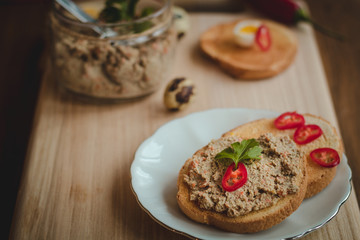 Toast with homemade tasty pate