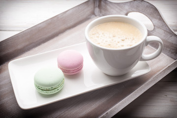Coffee and macaroons.