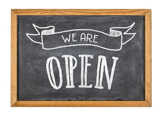 Sign with the text We are open